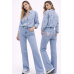 Γυναικείο Τζιν Παντελόνι Straight Fit με Strass & Αστεράκια – Denim Blue